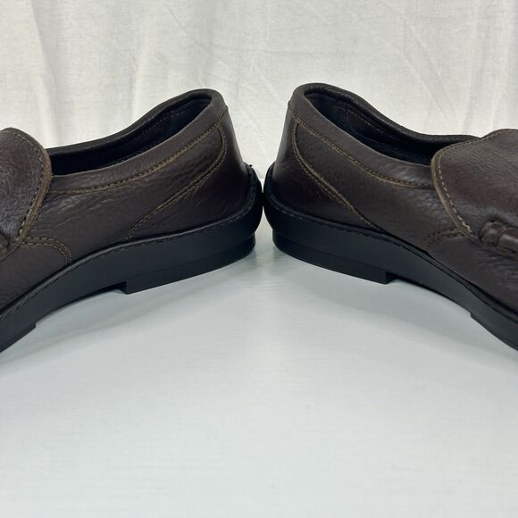 Minnetonka Moccasin Men Bison Leather 972 Loafer Brown Size 14 Hard Sole